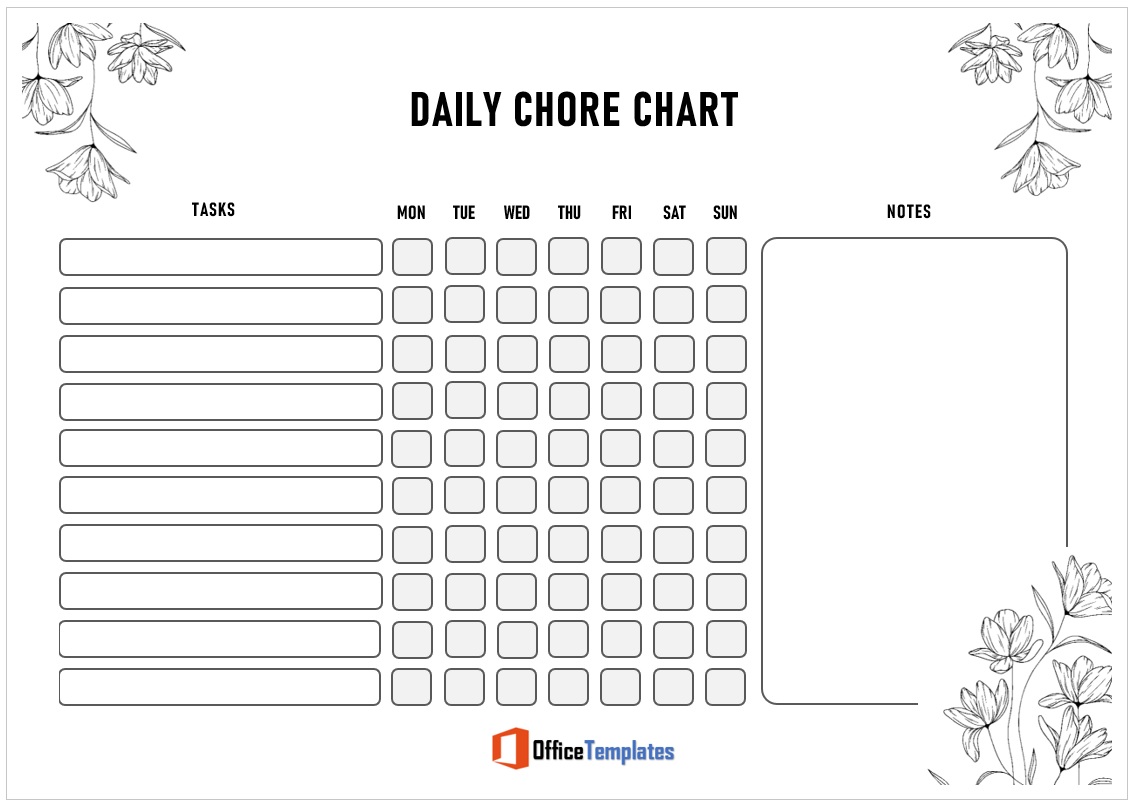 Daily Chore List Template 01