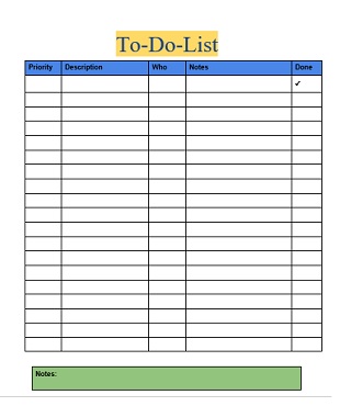 Task List Template 11