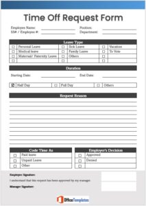 Time Off Request Form 01