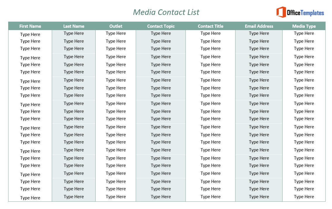 media contact list template 06