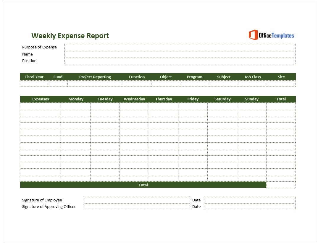 Weekly Expense Report Template 06