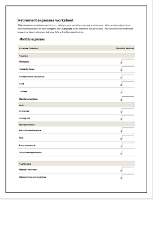 Retirement Budget Template 01