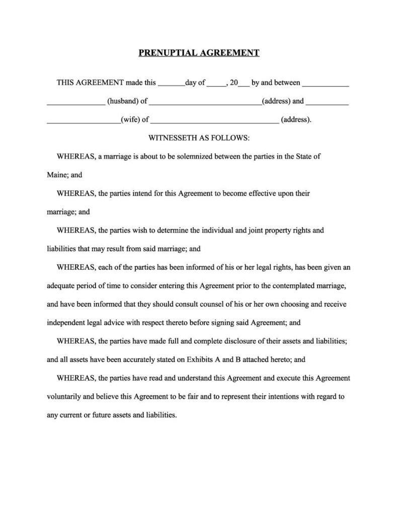 30 Free Prenuptial Agreement Templates - Office Templates