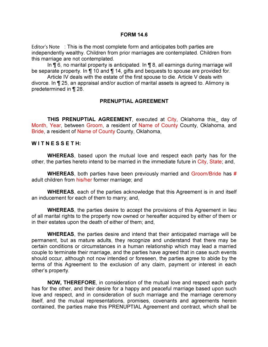 Prenuptial Agreement Template 29