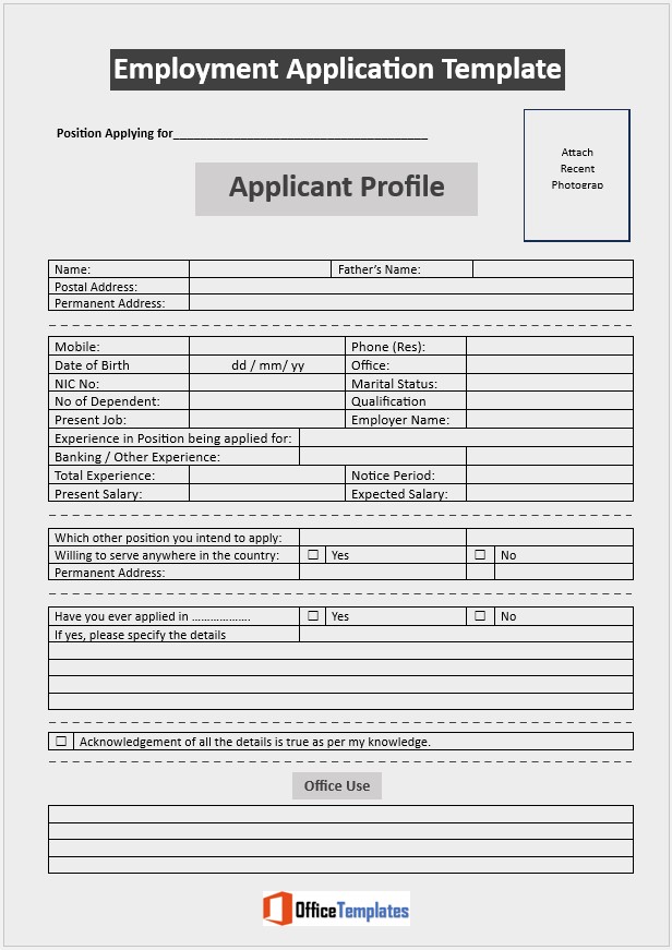 Employment Application Template 01