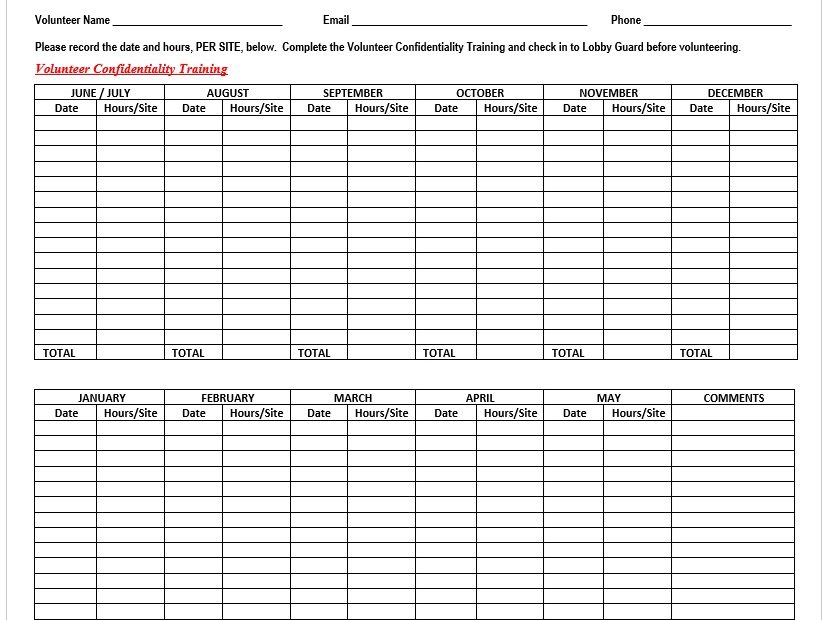 Volunteer Attendance Log Template