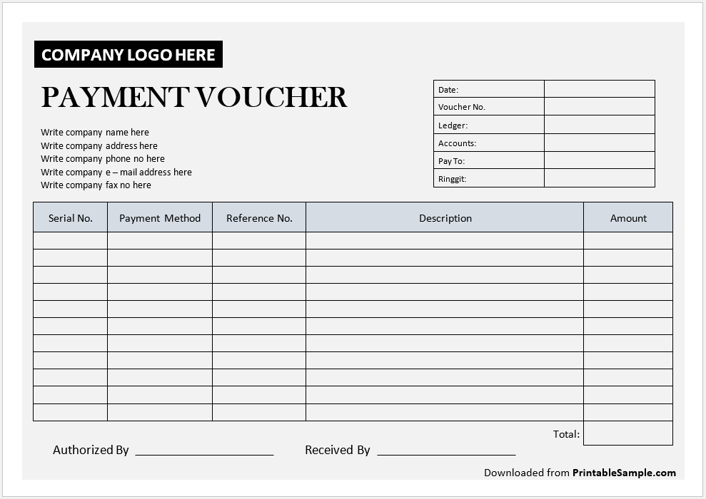 Payment Voucher Template 